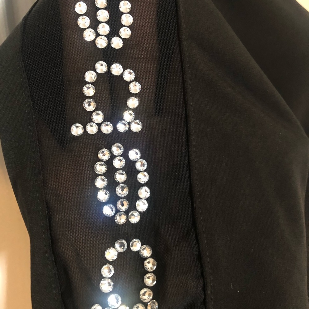 Bebe dress w Embellished  rhinestoned sleeves